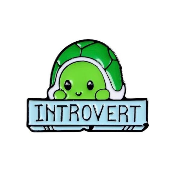 Introvert Turtle Enamel Pin Brooch NEW in Package - Picture 1 of 5